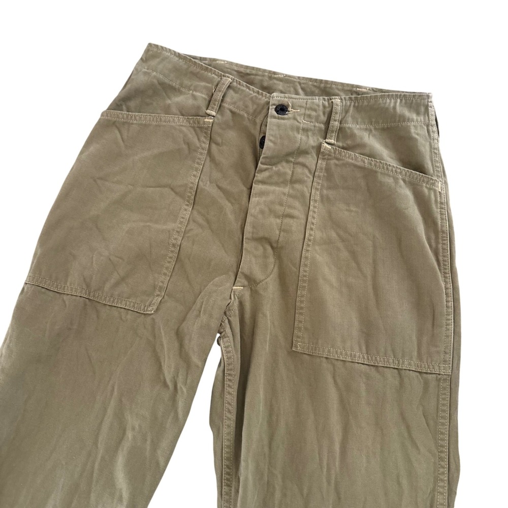 WWII 1943 Bronson Mfg USMC Utility Trousers Olive Green Herringbone Twill 32x27